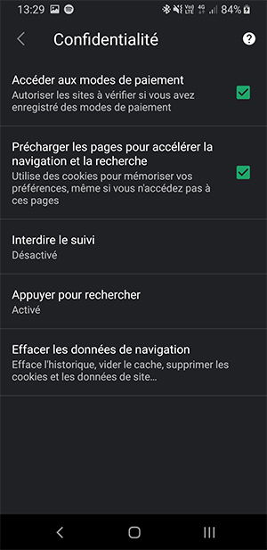 Vivaldi mobile - Gestion de la vie privée Vivaldi mobile - Gestion de la vie privée